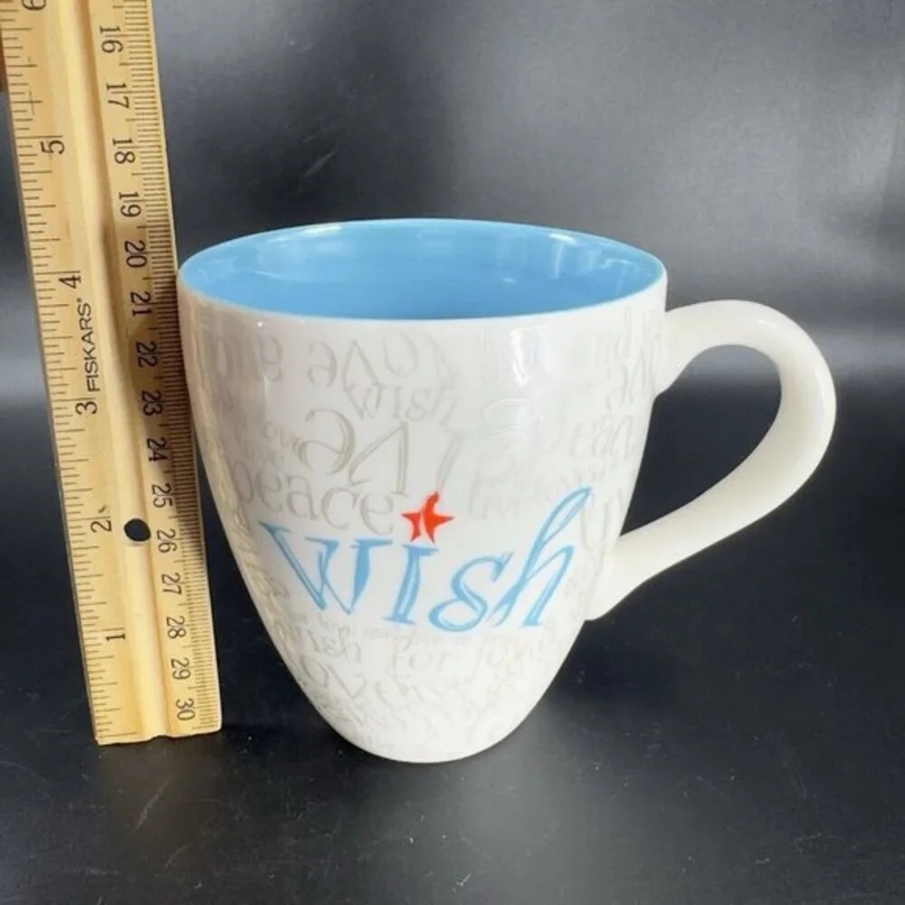 Starbucks WISH Peace Give Love 2005‎ Ceramic Coffee Tea Mug Cup 12 oz Multicolor